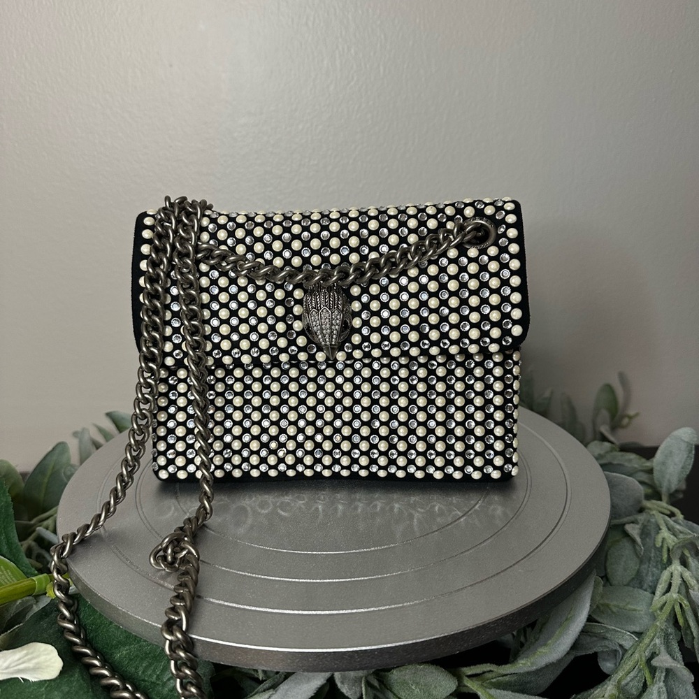 Kurt Geiger Black Velvet crossbody bag With crystal-encrusted eagle head